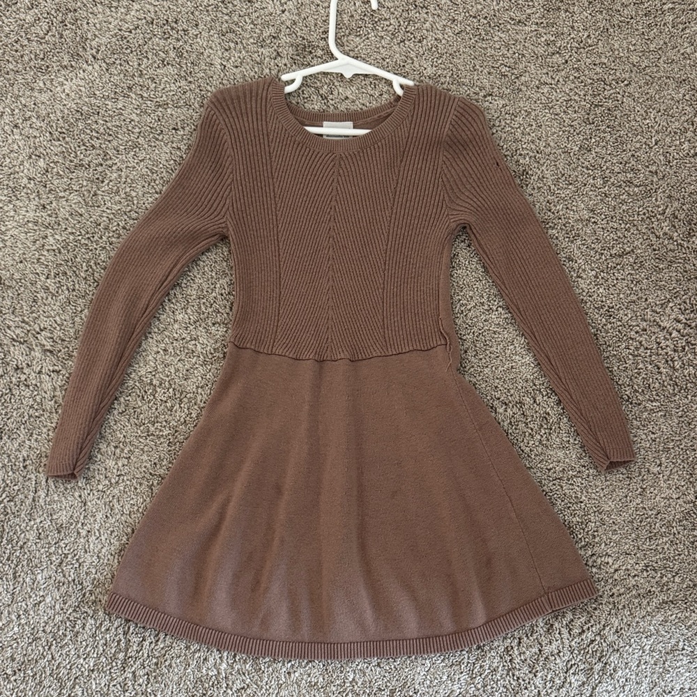 Brown Knit Kids Dress